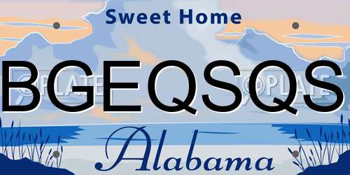 BGEQSQS Alabama License Plate