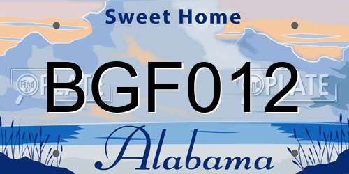 BGF012 Alabama License Plate