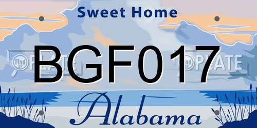 BGF017 Alabama License Plate
