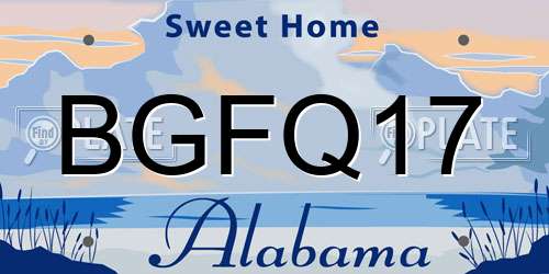 BGFQ17 Alabama License Plate