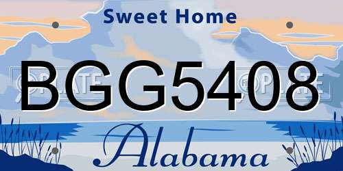 BGG5408 Alabama License Plate