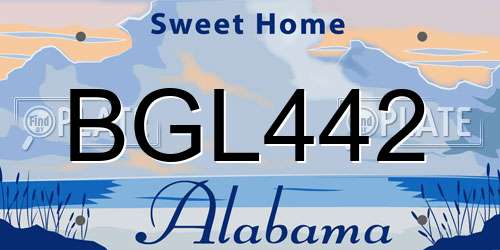 BGL442 Alabama License Plate