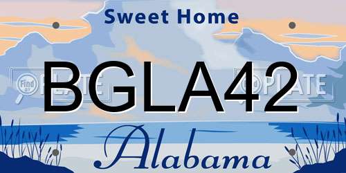 BGLA42 Alabama License Plate