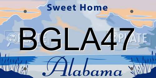 BGLA47 Alabama License Plate