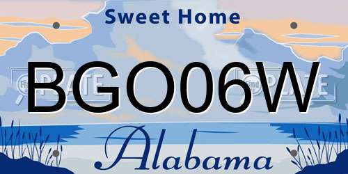 BGO06W Alabama License Plate