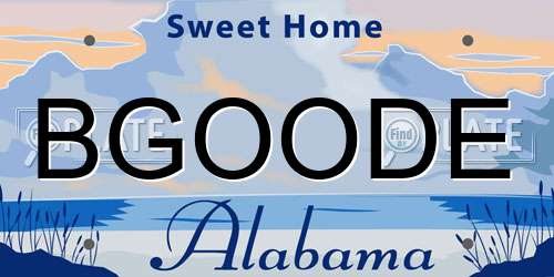 BGOODE Alabama License Plate