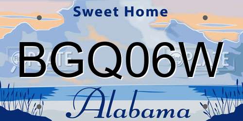 BGQ06W Alabama License Plate