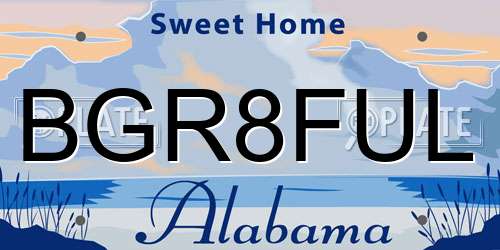 BGR8FUL Alabama License Plate
