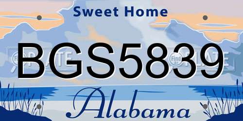 BGS5839 Alabama License Plate