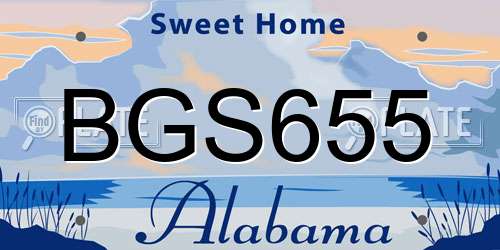BGS655 Alabama License Plate