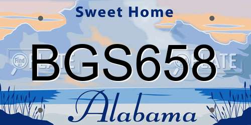 BGS658 Alabama License Plate