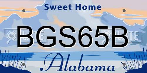 BGS65B Alabama License Plate