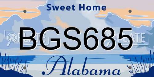 BGS685 Alabama License Plate