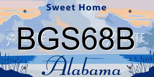 BGS68B Alabama License Plate