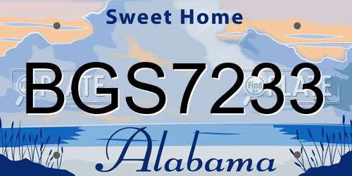 BGS7233 Alabama License Plate