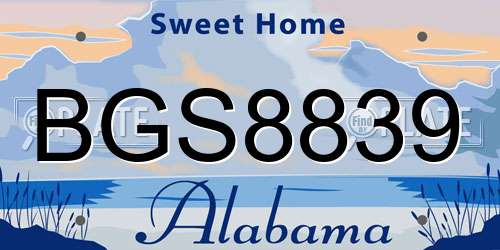 BGS8839 Alabama License Plate