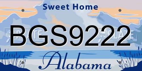 BGS9222 Alabama License Plate