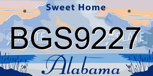 BGS9227 Alabama License Plate