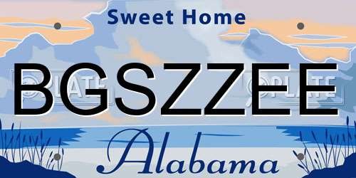 BGSZZEE Alabama License Plate