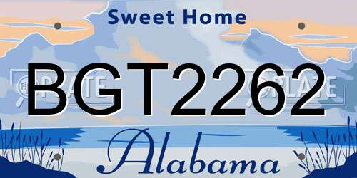 BGT2262 Alabama License Plate