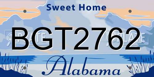 BGT2762 Alabama License Plate