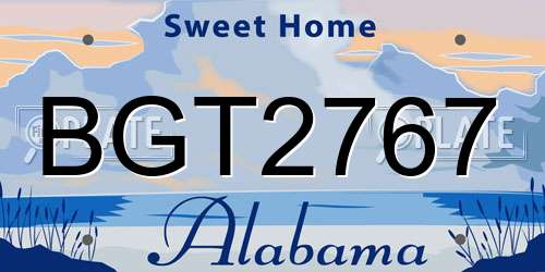 BGT2767 Alabama License Plate