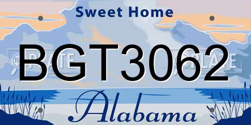 BGT3062 Alabama License Plate