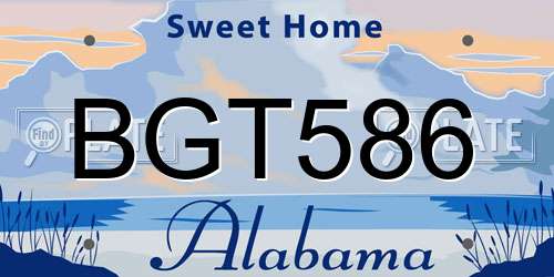 BGT586 Alabama License Plate