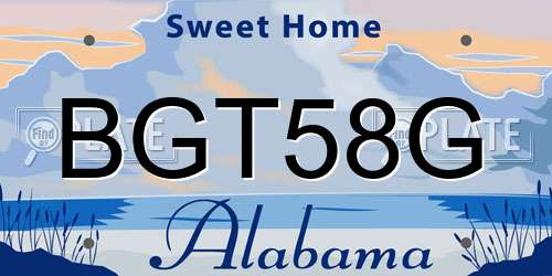 BGT58G Alabama License Plate