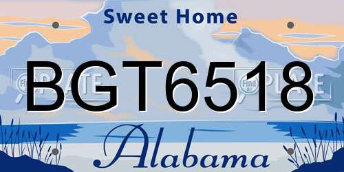 BGT6518 Alabama License Plate