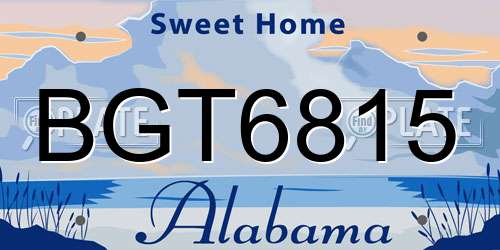 BGT6815 Alabama License Plate
