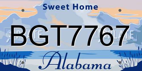 BGT7767 Alabama License Plate