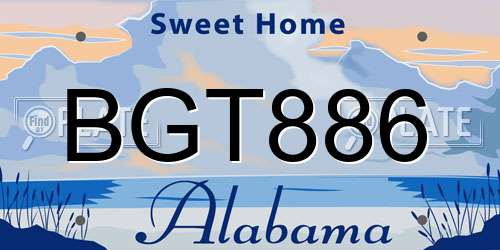 BGT886 Alabama License Plate