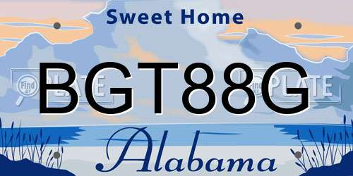 BGT88G Alabama License Plate