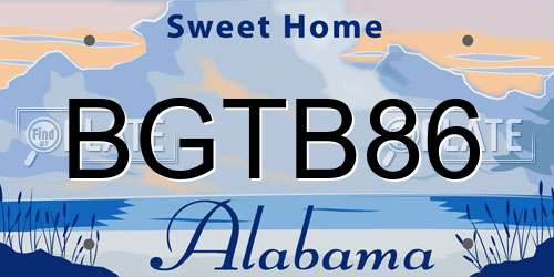 BGTB86 Alabama License Plate