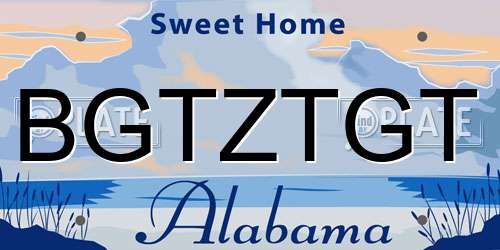 BGTZTGT Alabama License Plate