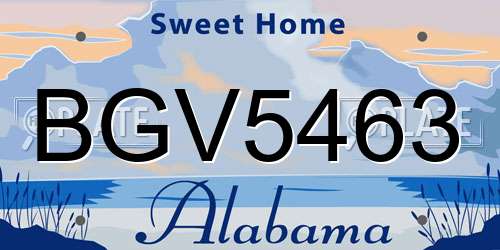 BGV5463 Alabama License Plate