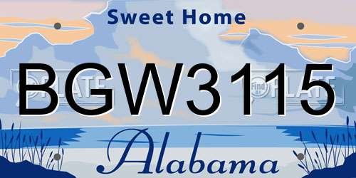BGW3115 Alabama License Plate
