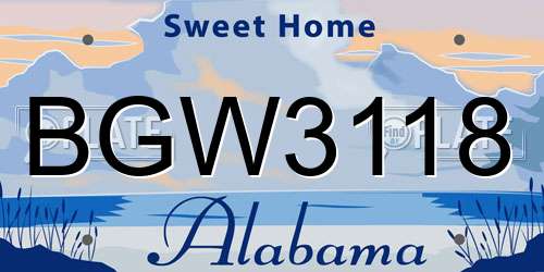 BGW3118 Alabama License Plate