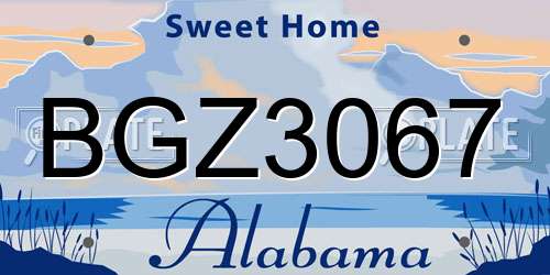 BGZ3067 Alabama License Plate