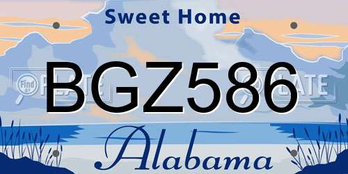 BGZ586 Alabama License Plate