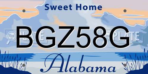 BGZ58G Alabama License Plate