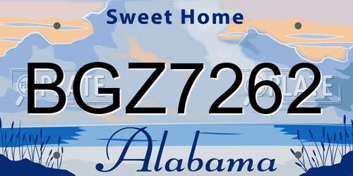 BGZ7262 Alabama License Plate