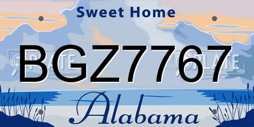 BGZ7767 Alabama License Plate