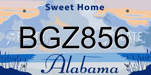 BGZ856 Alabama License Plate