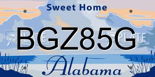 BGZ85G Alabama License Plate