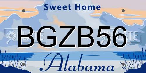 BGZB56 Alabama License Plate