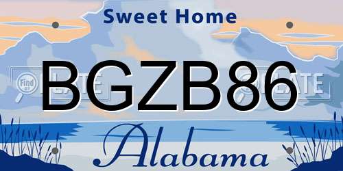 BGZB86 Alabama License Plate