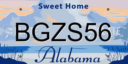BGZS56 Alabama License Plate