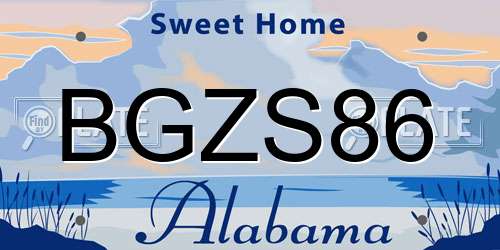 BGZS86 Alabama License Plate